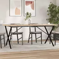 Valgomojo stalas, 180x90x75,5cm, pušis ir ketus, X formos rėmas