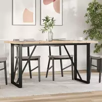 Valgomojo stalas, 140x80x75,5cm, pušis ir plieno, O formos rėmas