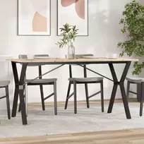 Valgomojo stalas, 160x80x75cm, pušis ir plieno, Y formos rėmas