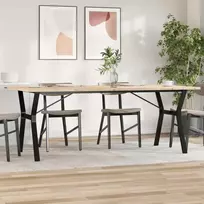 Valgomojo stalas, 200x100x75,5cm, pušis ir plieno, Y formos
