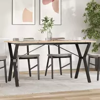 Valgomojo stalas, 140x80x75cm, pušis ir plieno, Y formos rėmas