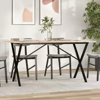 Valgomojo stalas, 160x80x75cm, pušis ir plieno, X formos rėmas