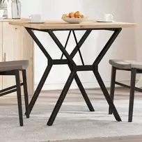 Valgomojo stalas, 80x80x75,5cm, pušis ir plieno, Y formos rėmas