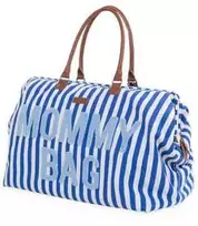 CHILDHOME DIDELIS MAMOS REIKMENŲ KREPŠYS MOMMY BAG, STRIPES - ELECTRIC Mėlynas/LIGHT Mėlynas