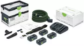 Akumuliatorinis dulkių siurblys Festool CLEANTEC CTLC SYS HPC 4,0 I-Plus; 18 V; 4x4,0 Ah akum.