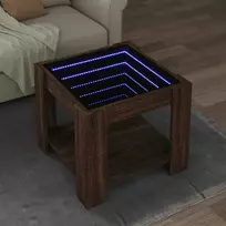 Kavos staliukas su LED, rudas ąžuolo, 53x53x45cm, mediena