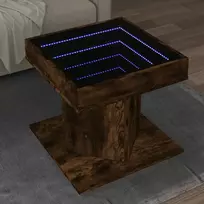 Kavos staliukas su LED, dūminio ąžuolo, 50x50x45cm, mediena