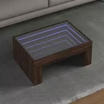 Kavos staliukas su Infinity LED lemputėmis, rudas, 70x50x30cm