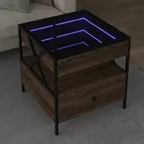 Kavos staliukas su Infinity LED lemputėmis, rudas, 50x50x51cm