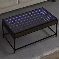 Kavos staliukas su Infinity LED lemputėmis, rudas, 90x50x41cm