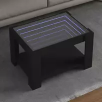 Kavos staliukas su LED, juodas, 73x53x45cm, apdirbta mediena