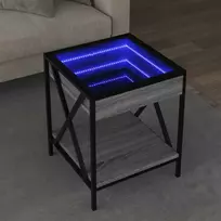 Kavos staliukas su Infinity LED lemputėmis, pilkas, 40x40x49cm