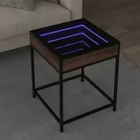 Kavos staliukas su Infinity LED lemputėmis, rudas, 40x40x51cm