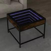 Kavos staliukas su Infinity LED lemputėmis, dūminis, 50x50x41cm