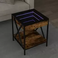 Kavos staliukas su Infinity LED lemputėmis, dūminis, 40x40x49cm