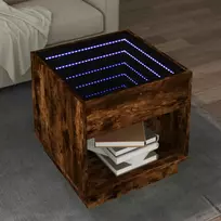 Kavos staliukas su Infinity LED lemputėmis, dūminis, 50x50x50cm