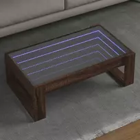 Kavos staliukas su Infinity LED lemputėmis, rudas, 90x53x30cm