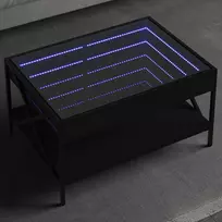 Kavos staliukas su Infinity LED lemputėmis, juodas, 70x50x38cm