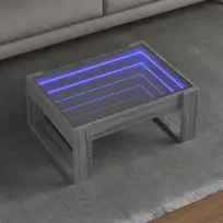 Kavos staliukas su Infinity LED lemputėmis, pilkas, 70x53x30cm