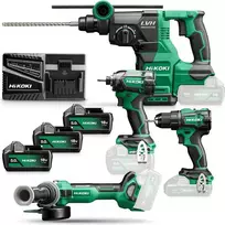 Rinkinys įrankių Hikoki HIKOKI.KIT 18V KC18DEWHZ (DS18DE+WH18DC+G18DBL+DH18DBL) 3x5.0Ah BAG
