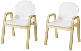 Sobuy 2 aukštakulniai taburetės, beržo masyvas ir MDF, balta KMB24-Wx2