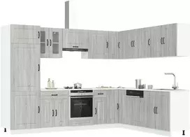 Virtuvinių spintelių komplektas, 14 dalių, Kalmar, pilka