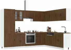 Virtuvinių spintelių komplektas, 14 dalių, Kalmar, ruda