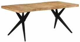 Valgomojo stalas, juodas, 180x90x77cm, akacijos masyvas