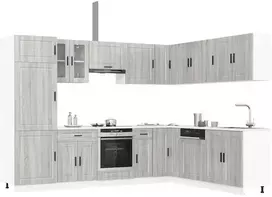 Virtuvinių spintelių komplektas, 14 dalių, Porto, pilka