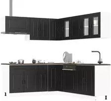 Virtuvinių spintelių komplektas, 11 dalių, Kalmar, juoda