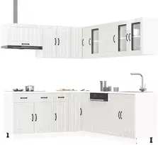 Virtuvinių spintelių komplektas, 11 dalių, Lucca, balta