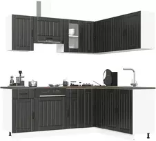 Virtuvinių spintelių komplektas, 11 dalių, Lucca, juoda