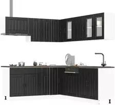 Virtuvinių spintelių komplektas, 11 dalių, Lucca, juoda