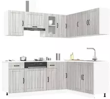 Virtuvinių spintelių komplektas, 11 dalių, Lucca, pilka