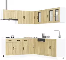 Virtuvinių spintelių komplektas, 11 dalių, Lucca, ąžuolo