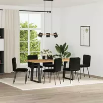 Valgomojo kėdės, 6vnt., juodos spalvos, aksomas