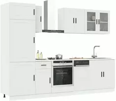 Virtuvinių spintelių komplektas, 8 dalių, Porto, balta
