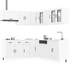 Virtuvinių spintelių komplektas, 11 dalių, Lucca, balta