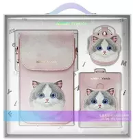 Nimmy Rinkinys 3in1 dėklas telefonui + krepšys + daiktų ieškikliui dėklas telefonui rožinės spalvos Big Eyed Pet 2.0 Cat