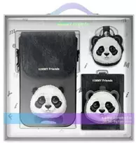 Nimmy Rinkinys 3in1 dėklas telefonui + krepšys + daiktų ieškikliui dėklas telefonui juodos spalvos Big Eyed Pet 2.0 Panda