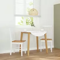 Valgomojo Kėdės 2 vnt Baltos medžio masyvo gumos