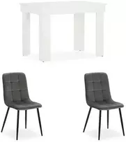 Homestyle4U Valgomojo stalo komplektas, 90x73x60 cm, balta, pilka