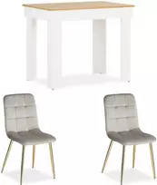 Homestyle4U Valgomojo stalo komplektas, 90x60x73 cm, balta, kreminė, ruda, auksinė