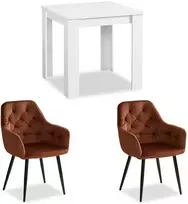Homestyle4U Valgomojo stalas su kėdėmis, 80x80x75 cm, balta ir ruda