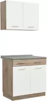 Homestyle4U Virtuvės spintelė, 80x180x60 cm, balta, ruda