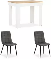 Homestyle4U Valgomojo stalo komplektas, 90x60x73 cm, balta, ruda, pilka