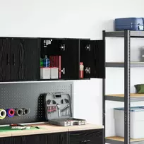 sieninės garažo spintos, 2vnt., juoda, mediena
