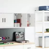 sieninės garažo spintos, 2vnt., baltos, mediena