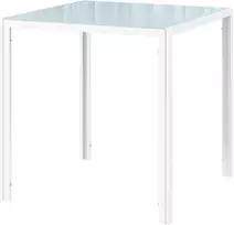 HOMCOM valgomojo stalas, kvadratinis virtuvinis stalas 4 asmenims, iš grūdinto stiklo, keliamoji galia iki 80 kg, virtuvei, valgomajam, 75 x 75 x 75 cm, baltas