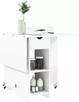 "HOMCOM" sulankstomas valgomojo stalas Mobilus virtuvinis stalas 2-4 žmonėms su atviromis lentynomis, 1 stalčius, sulankstomas stalas mažoms patalpoms, valgomajam 114,5 x 70 x 75 cm, baltas